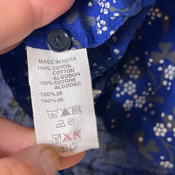 BONPOINT BLUE FLOWER PRINT LONG SLEEVE RUFFLE TOP sz 10 - Picture 4 of 6